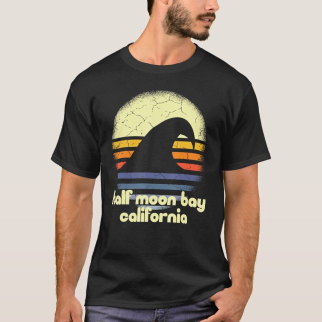 Camiseta Eu Amo Half Moon Bay Beach California Ocean Wave C (Frente)