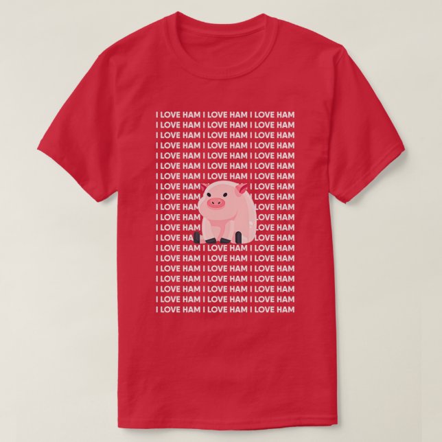 Camiseta Eu Amo Ham Funny Pig (Frente do Design)