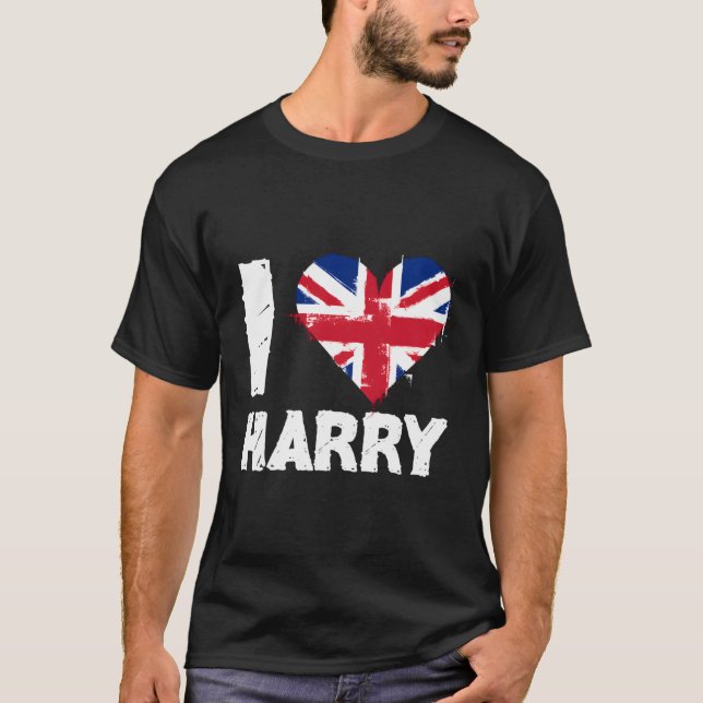 Camiseta Eu Amo Harry Union Jack Heart (Frente)