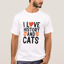 Camiseta Eu amo História e Gatos Ensinando História