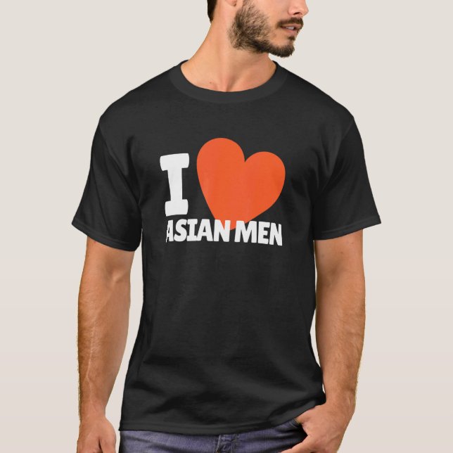 Camiseta Eu Amo Homens Asiáticos Cardíacos Homens Asiáticos (Frente)
