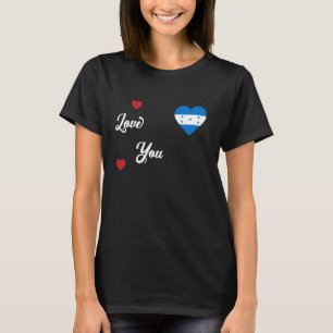 Camiseta Eu amo Honduras com a bandeira de Honduras num cor