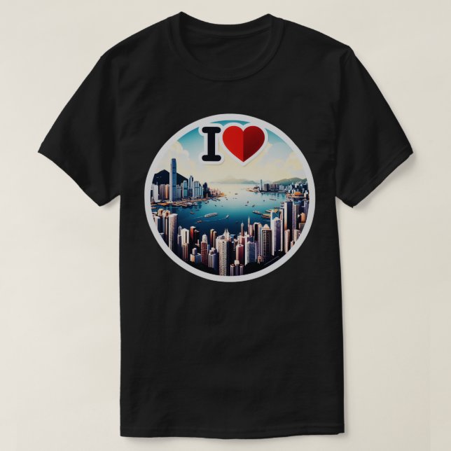 Camiseta Eu Amo Hong Kong 8 (Frente do Design)