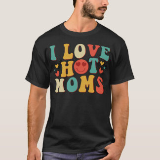 Camiseta Eu Amo Hot Mães Groovy Vintage Trendy Na moda 1