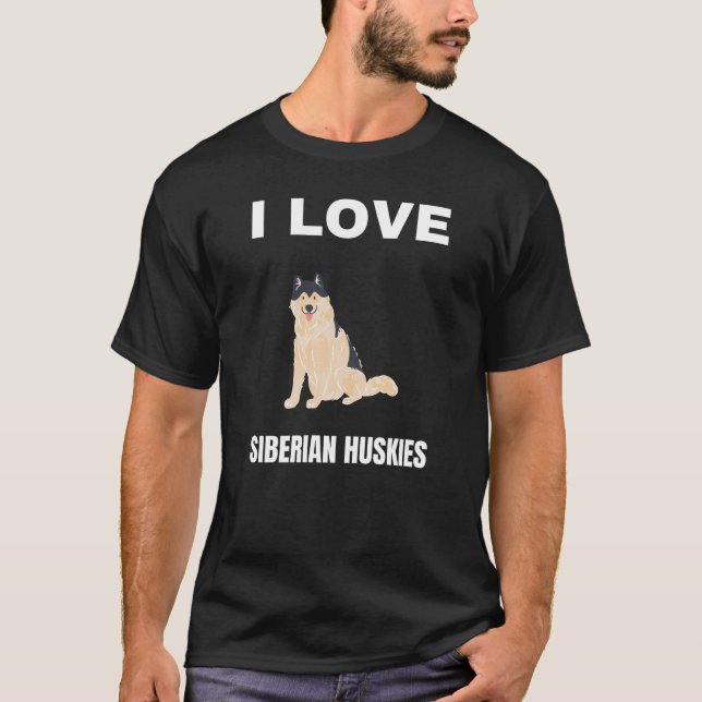 Camiseta Eu amo Huskies siberianos (Frente)