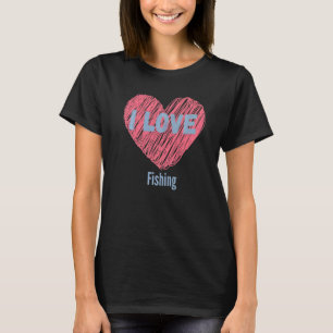 Camiseta Eu Amo Imagem de Coração de Pesca Hobby ou Hobbyis