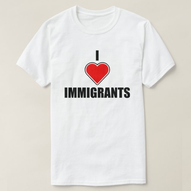CAMISETA EU AMO IMIGRANTES (Frente do Design)