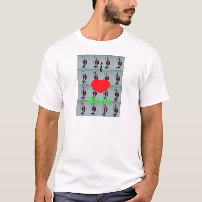 Camiseta Eu amo Impressão de arte no Quênia (Frente)