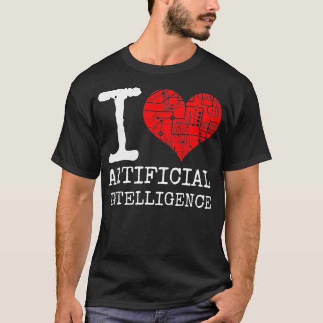 Camiseta Eu Amo Inteligência Artificial Cotação AI Machine  (Frente)