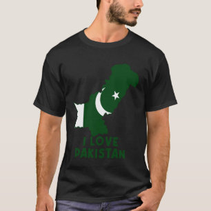 Camiseta Eu Amo Islamabad Olá Mapa Bandeira do Paquistão Or