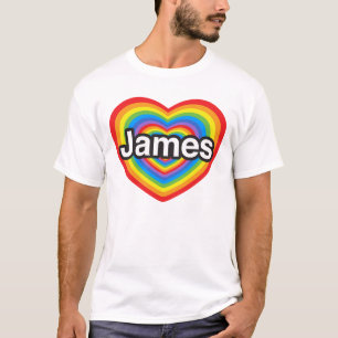 Camiseta Eu amo James. Eu te amo James. Coração