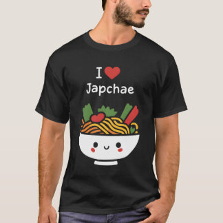 Camiseta Eu Amo Japchae Presente Delícia da Comida Coreana