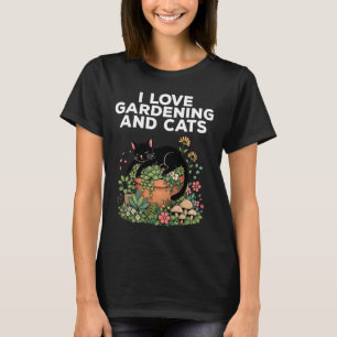 Camiseta Eu Amo Jardinagem e Gatos Adorável Jardineiro Aman