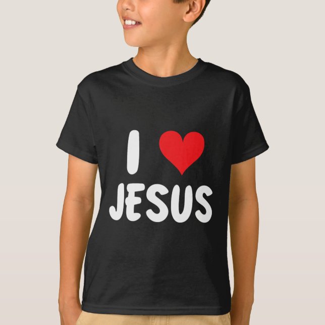 Camiseta Eu Amo Jesus - Coração - Nome  (Frente)