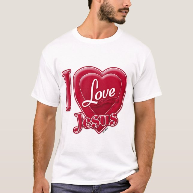 Camiseta Eu amo Jesus Coração Vermelho (Frente)