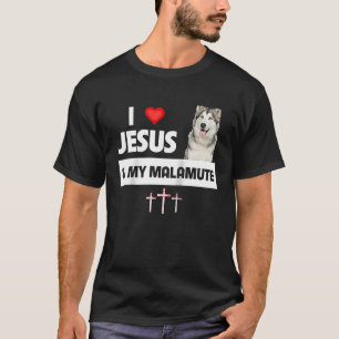 Camiseta Eu Amo Jesus e as Patinhas do Meu Malamute do Alas