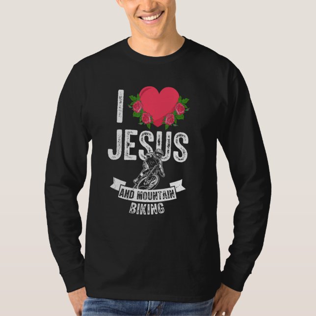 Camiseta Eu Amo Jesus E Bicicleta De Montanha (Frente)