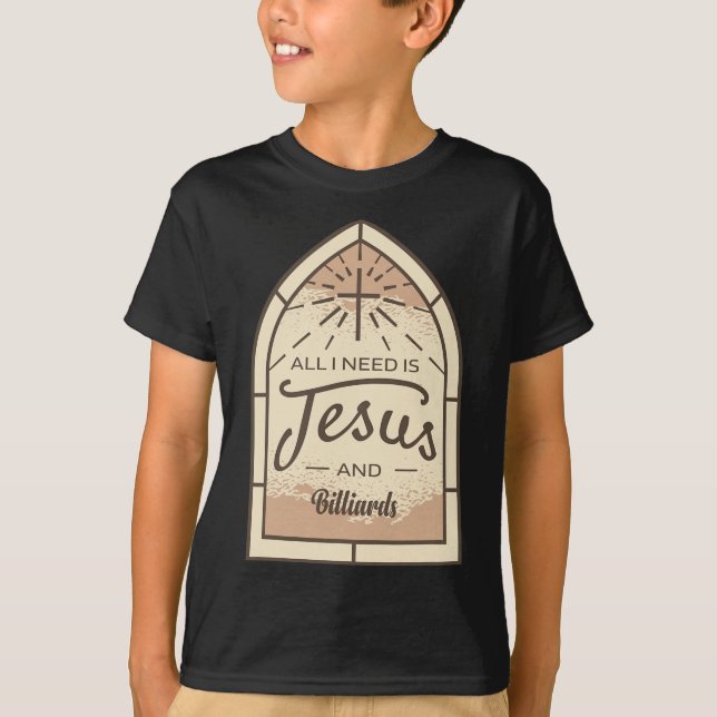 Camiseta Eu Amo Jesus E Billiard Sobre Piscina Cristã (Frente)