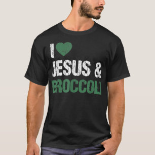 Camiseta Eu Amo Jesus E Brócolis Ve Vegetal Engraçado