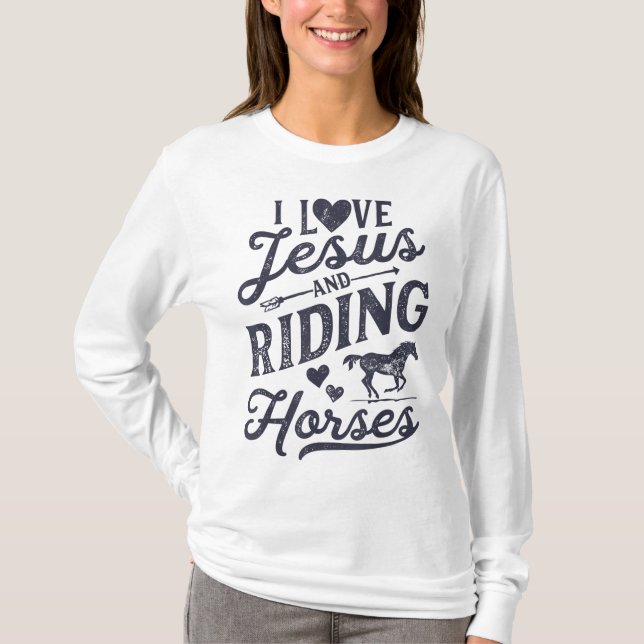 Camiseta Eu Amo Jesus E Cavalos Cavalos Cavalos Cavalos Cav (Frente)