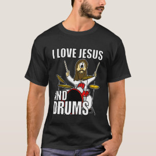 Camiseta Eu Amo Jesus E Drummer Culto Cristão