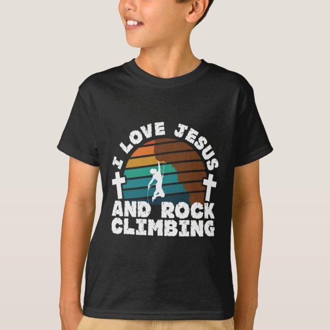 Camiseta Eu Amo Jesus E Escalada Fé Cristã Saudável (Frente)