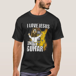 Camiseta Eu Amo Jesus E Guitarista Elétrico Christi