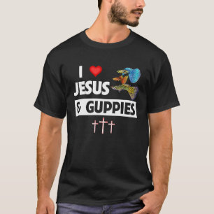 Camiseta Eu Amo Jesus e Guppies Peixe Arco-Íris Tropical Ch