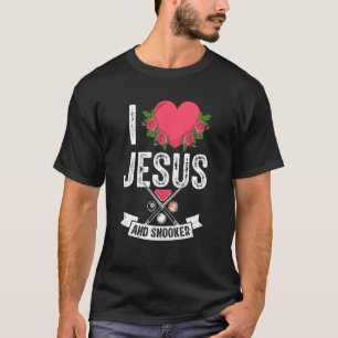 Camiseta Eu Amo Jesus E Jogador De Bilhar Da Piscina Da Sno