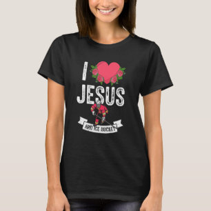 Camiseta Eu Amo Jesus E Jogador De Hóquei No Gelo