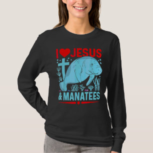 Camiseta Eu Amo Jesus E Manatinas Vacas Do Mar Fé Cristã
