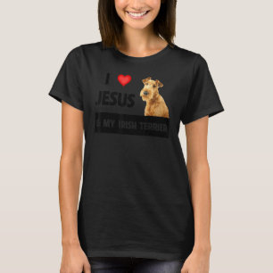 Camiseta Eu Amo Jesus E Meu Cachorro Irlandês, Mãe Pai Chri
