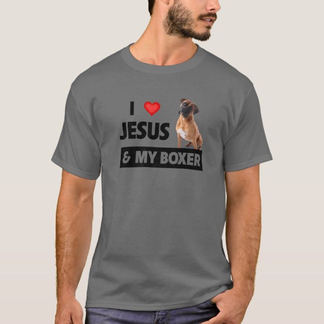 Camiseta Eu Amo Jesus E Meu Cachorro Mãe Pai Pet Parente C (Frente)