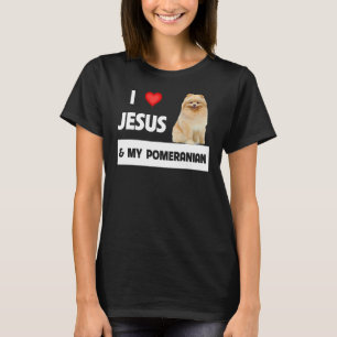 Camiseta Eu Amo Jesus E Meu Cachorro Pomerano Mãe E Pai Chr