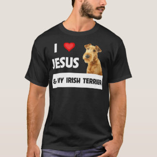 Camiseta Eu Amo Jesus e Meu Cachorro Terrier Irlandês Mamãe