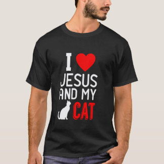 Camiseta Eu Amo Jesus E Meu Gato Cristão Amante De Gatos