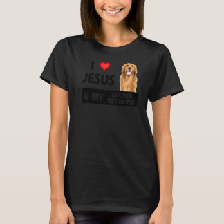 Camiseta Eu Amo Jesus E Meu Ouro Cachorro De Retriever Mãe 