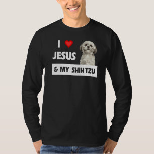 Camiseta Eu Amo Jesus E Meu Shih Tzu Mãe Pai Cão Cristão