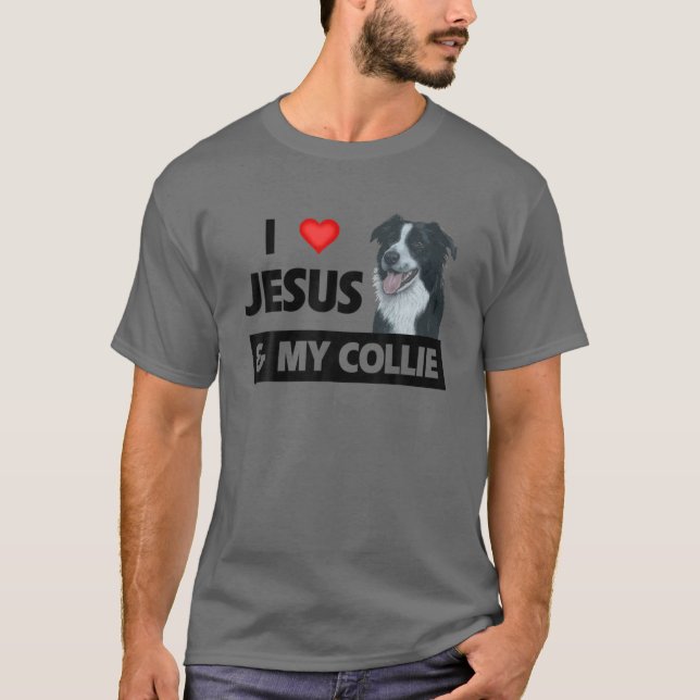 Camiseta Eu Amo Jesus E Minha Fronteira Collie Herdando Cac (Frente)
