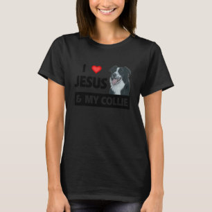 Camiseta Eu Amo Jesus e Minha Mãe de Cachorro Pastor Collie