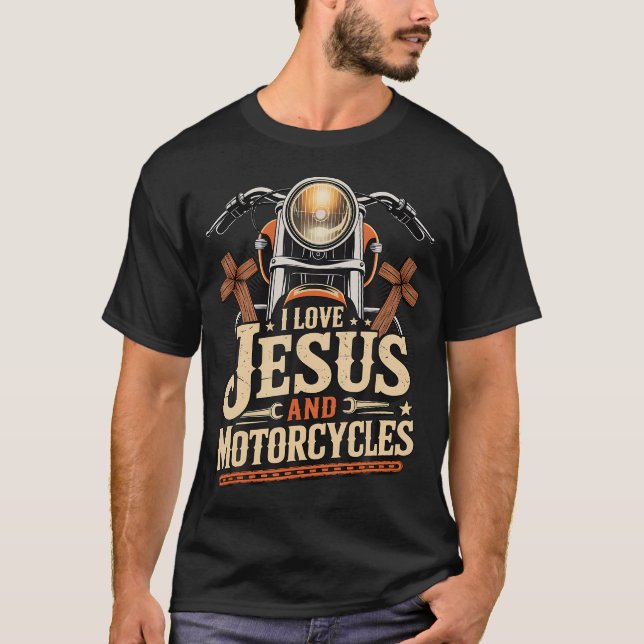 Camiseta Eu Amo Jesus E Motocicletas (Frente)