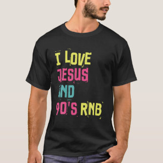 Camiseta Eu amo Jesus e música R B 90 s Retro Funny RnB Mu