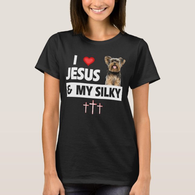 Camiseta Eu amo Jesus e o meu porco ensolarado mãe Pai Chri (Frente)