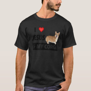 Camiseta Eu Amo Jesus E Os Meus Pais Cristãos Corgi.
