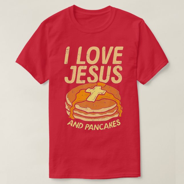 Camiseta Eu Amo Jesus E Panquecas (Frente do Design)