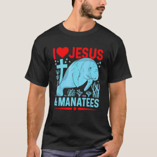 Camiseta Eu Amo Jesus E Peixes-Boi Fé Cristã