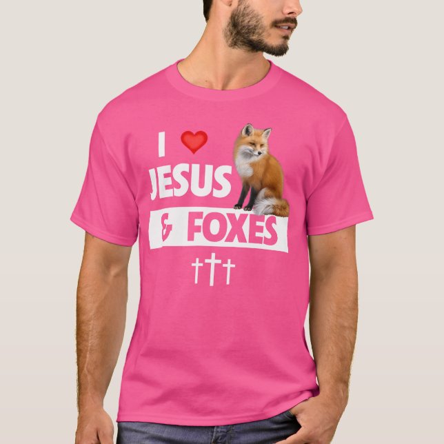Camiseta Eu Amo Jesus E Raposas Zoo A Vida Selvagem Naturez (Frente)