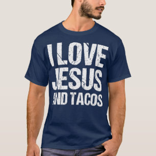 Camiseta Eu Amo Jesus E Tacos Engraçada Citação