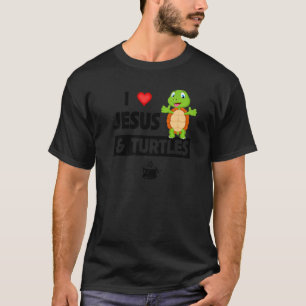 Camiseta Eu amo Jesus e tartarugas Bíblia cristã Tortoise