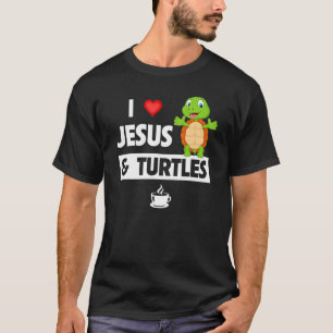 Camiseta Eu amo Jesus e tartarugas Igreja Cristã Tortoise